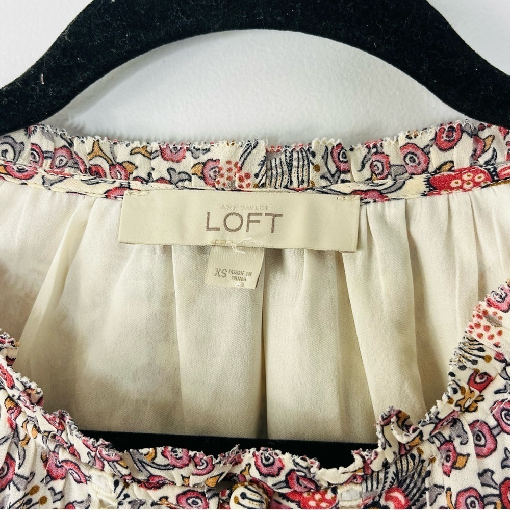 Loft Size Xs Chiffon Shift Flutter Sleeve Boho Mi… - image 5